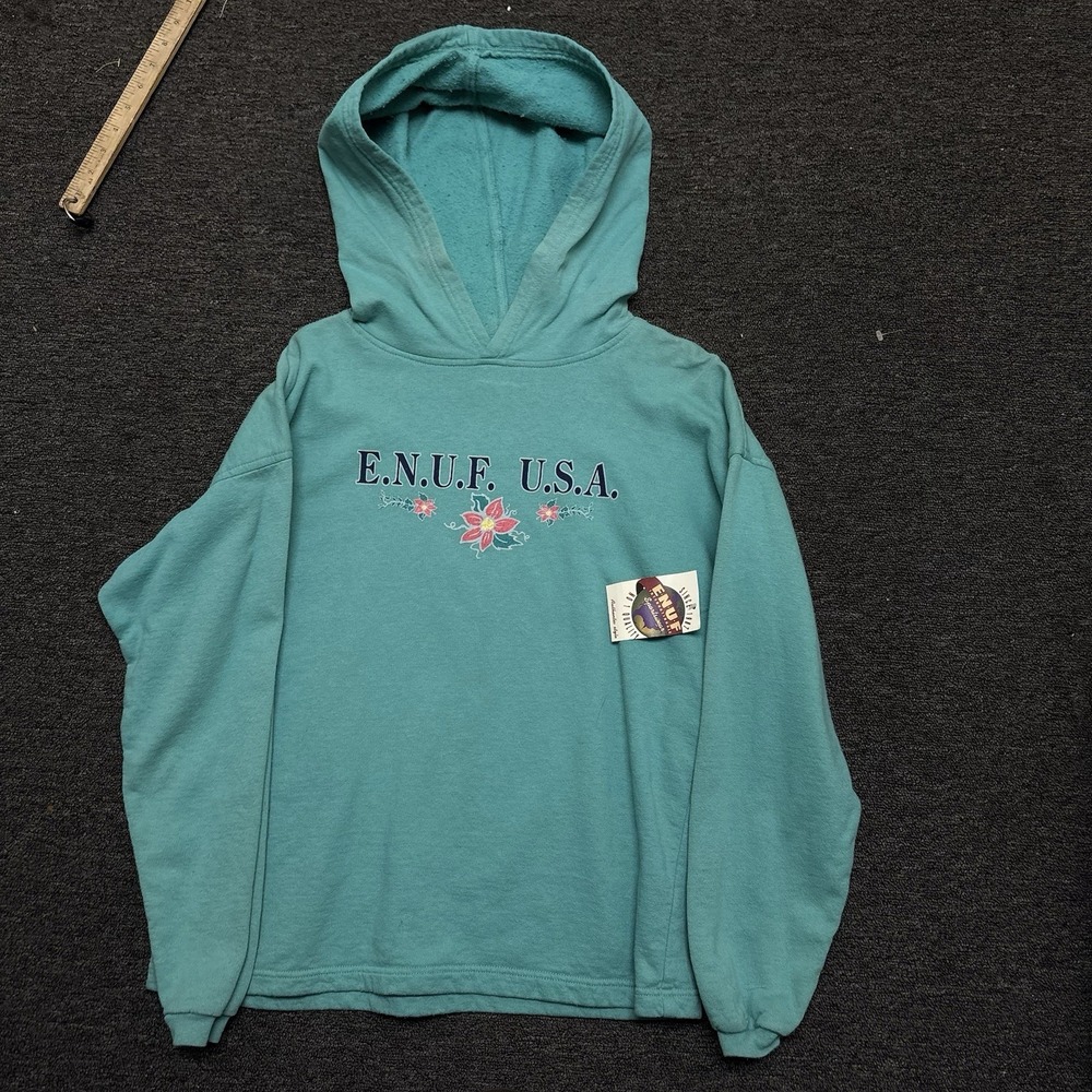 Womens Vintage 1990s ENUF USA Sweatshirt Sz L BLUE NWT DEADSTOCK E.N.U.F